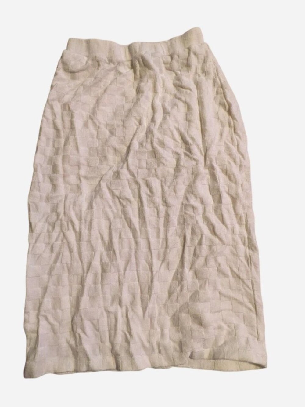 white/cream checkered pattern midi skirt